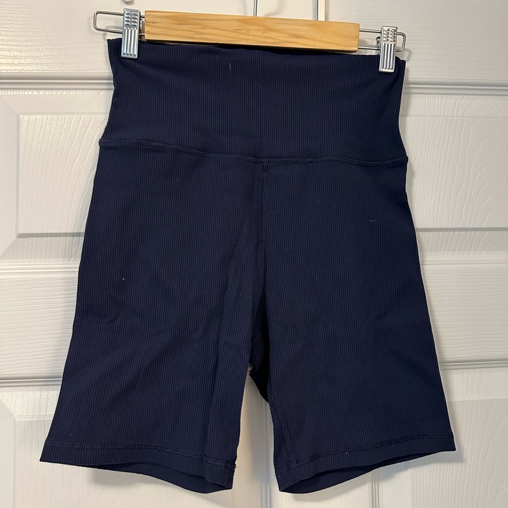 Navy Blue Ribbed aerie Biker Shorts Size L